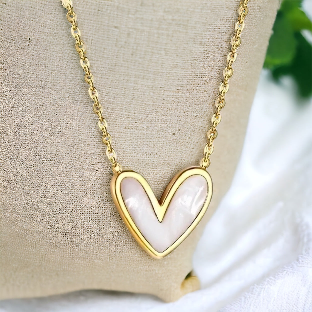 925 Sterling Silver nácar Heart Necklace