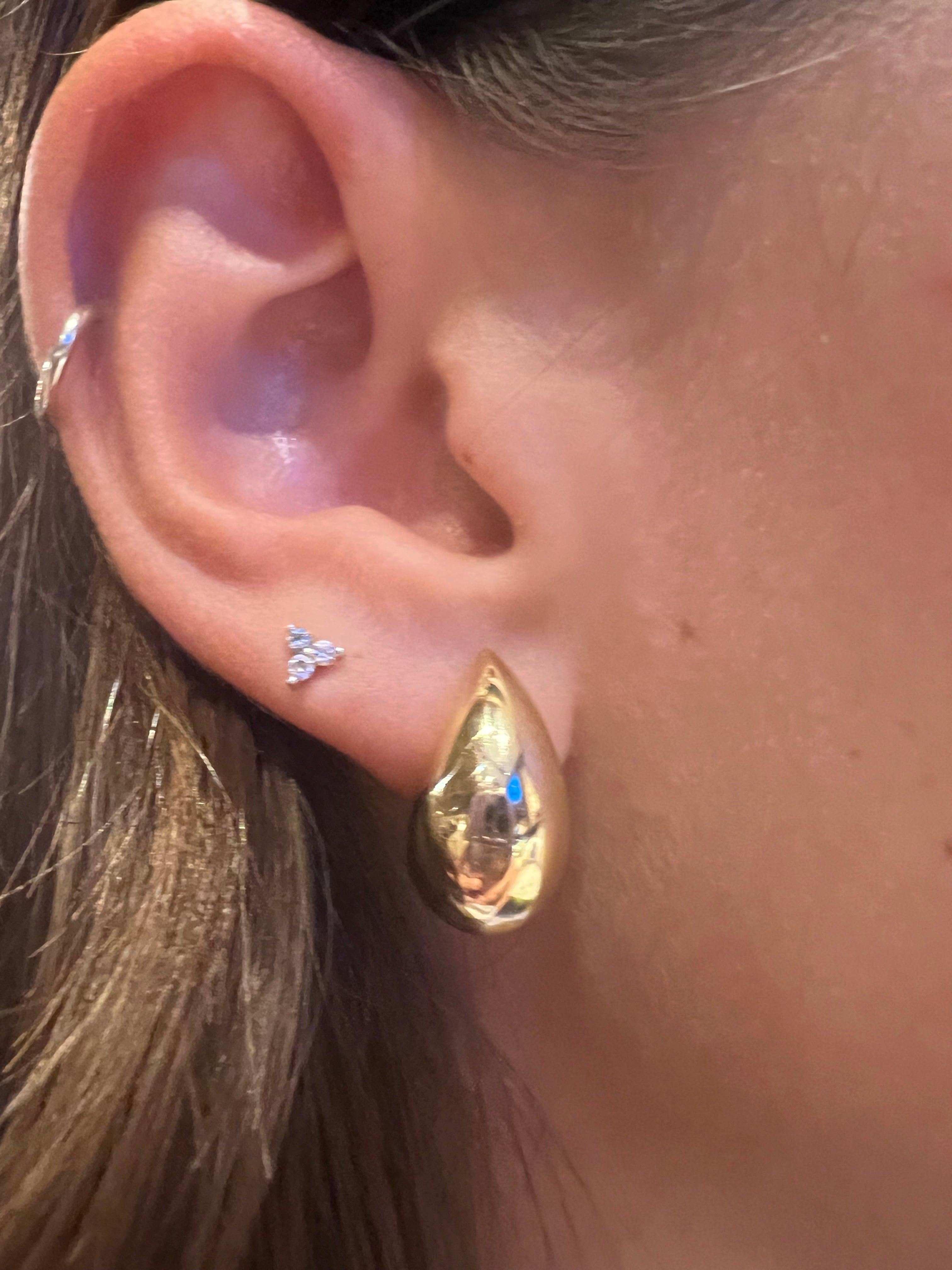 925 Sterling Silver Water  Drop Gold Earring Small