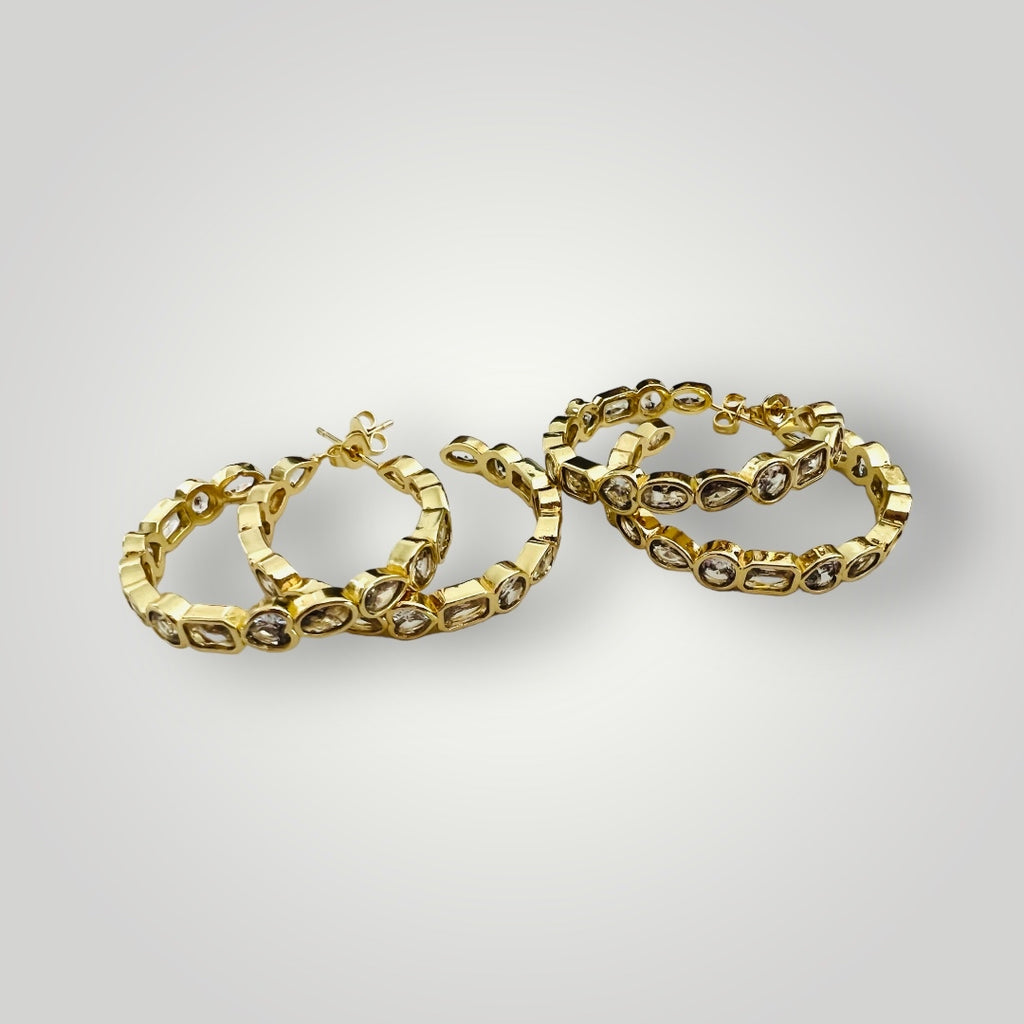 Rhinestone gold earrings