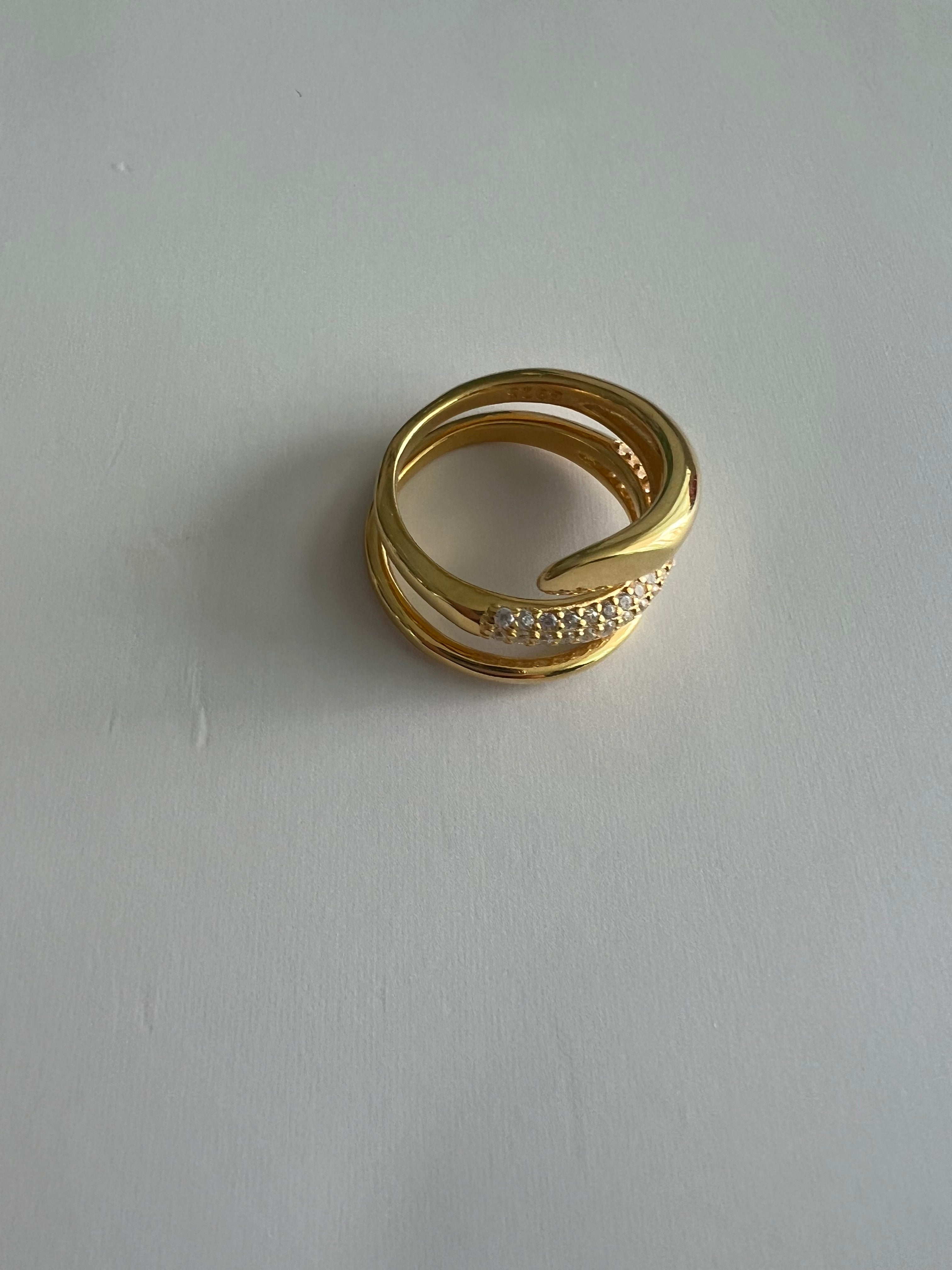 Rhinestone 925 Sterling Silver Gold