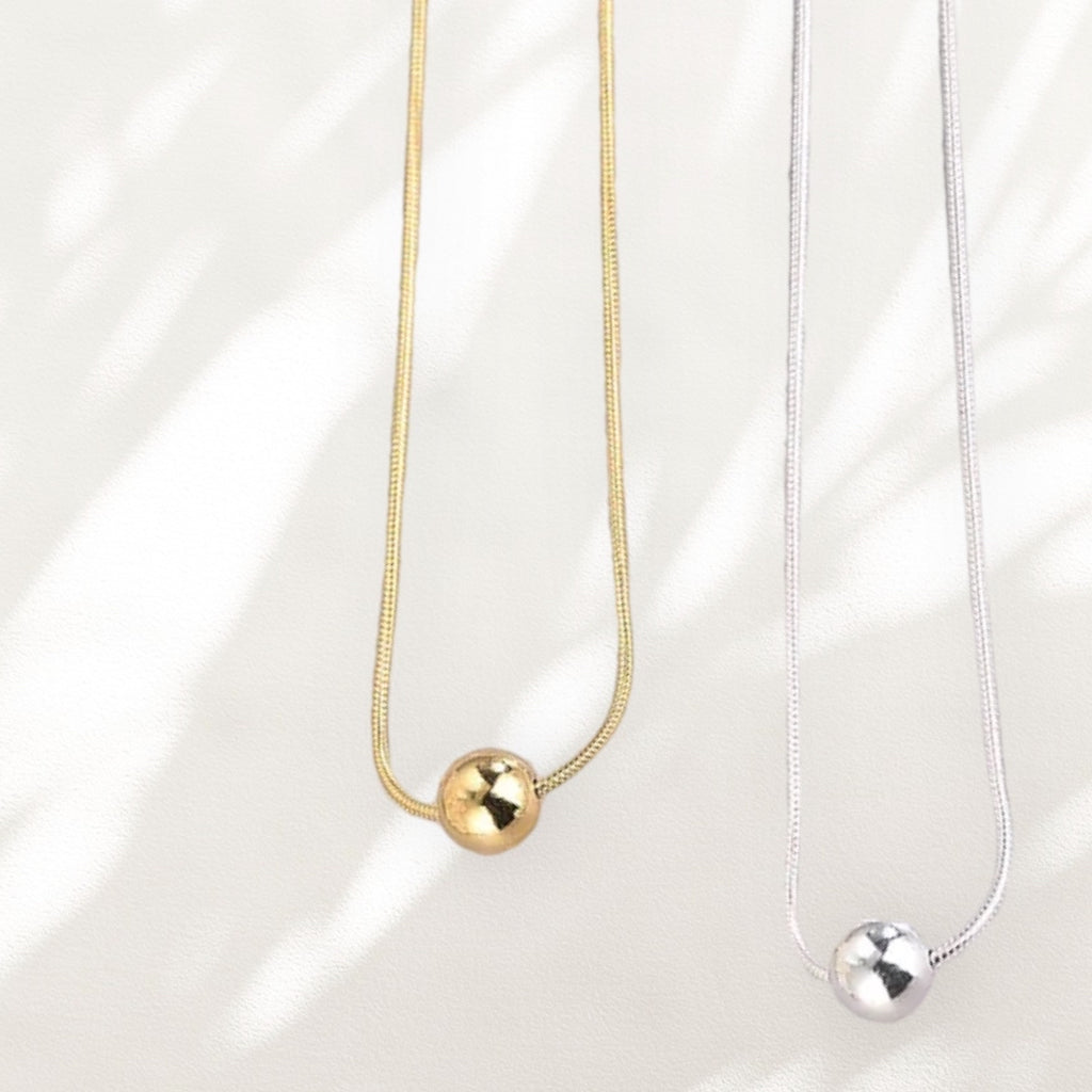 925 Sterling Silver Mini golden ball Necklace