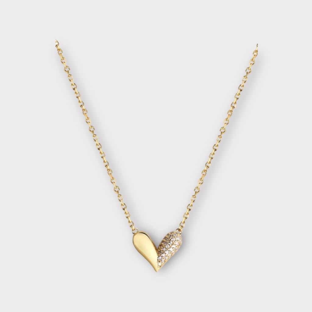 925 Sterling Silver Pavé Heart Necklace