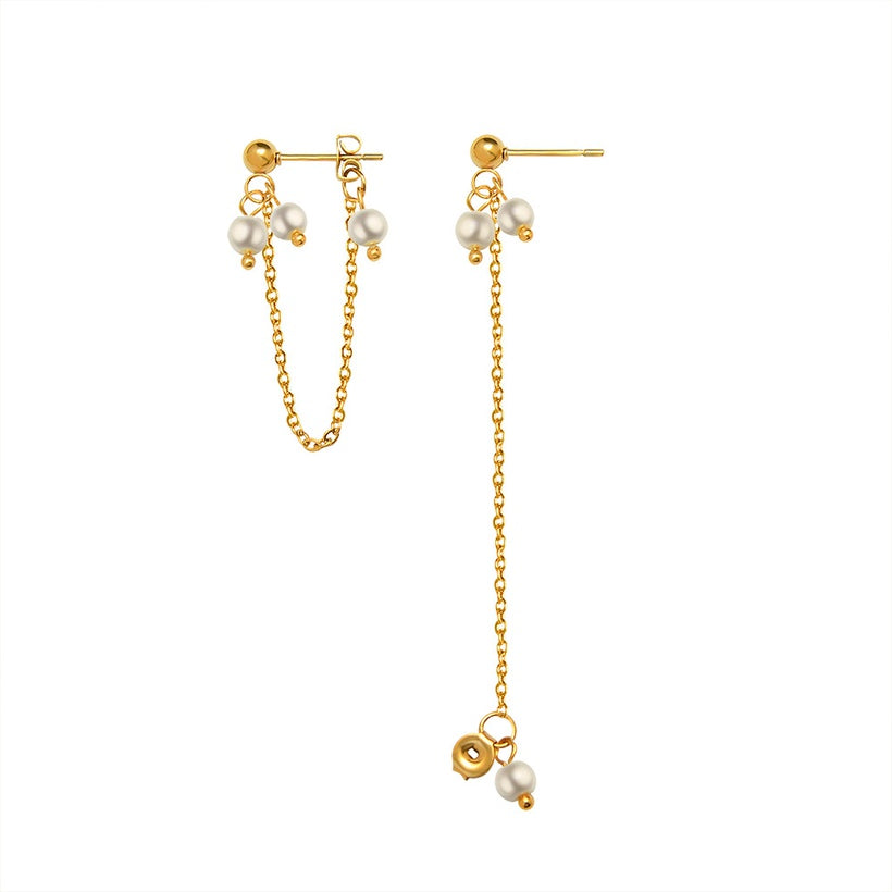 Earring Mini Pearl Titanium Gold