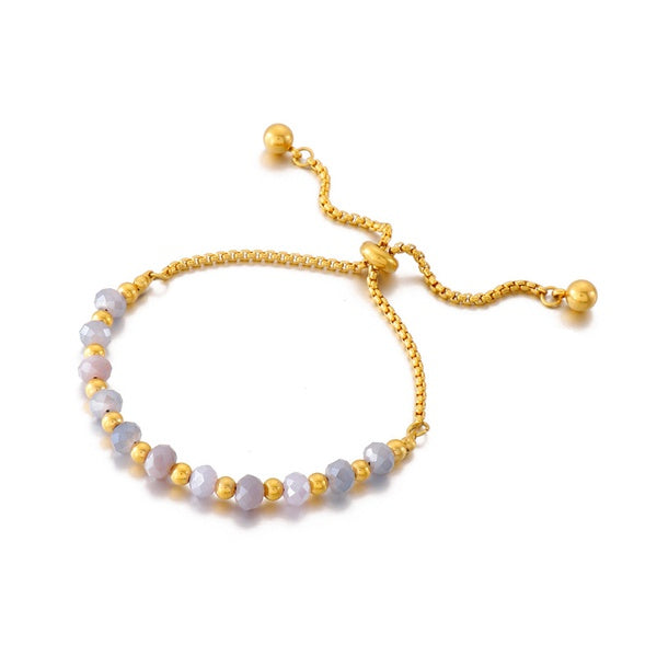 Ball Pearl Chain Turquoise Geometric Bracelet  Gold