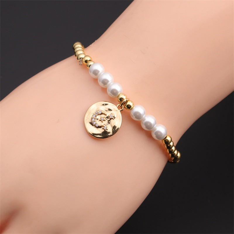 Pulsera Luna y estrella con Perlas