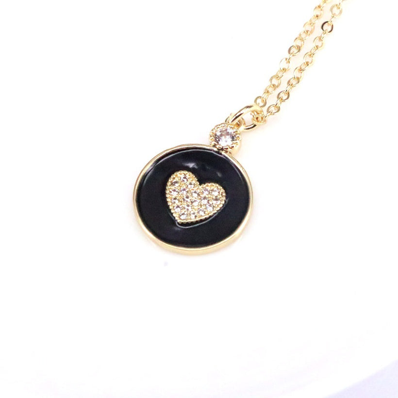 Z Pendant Heart Necklace Black