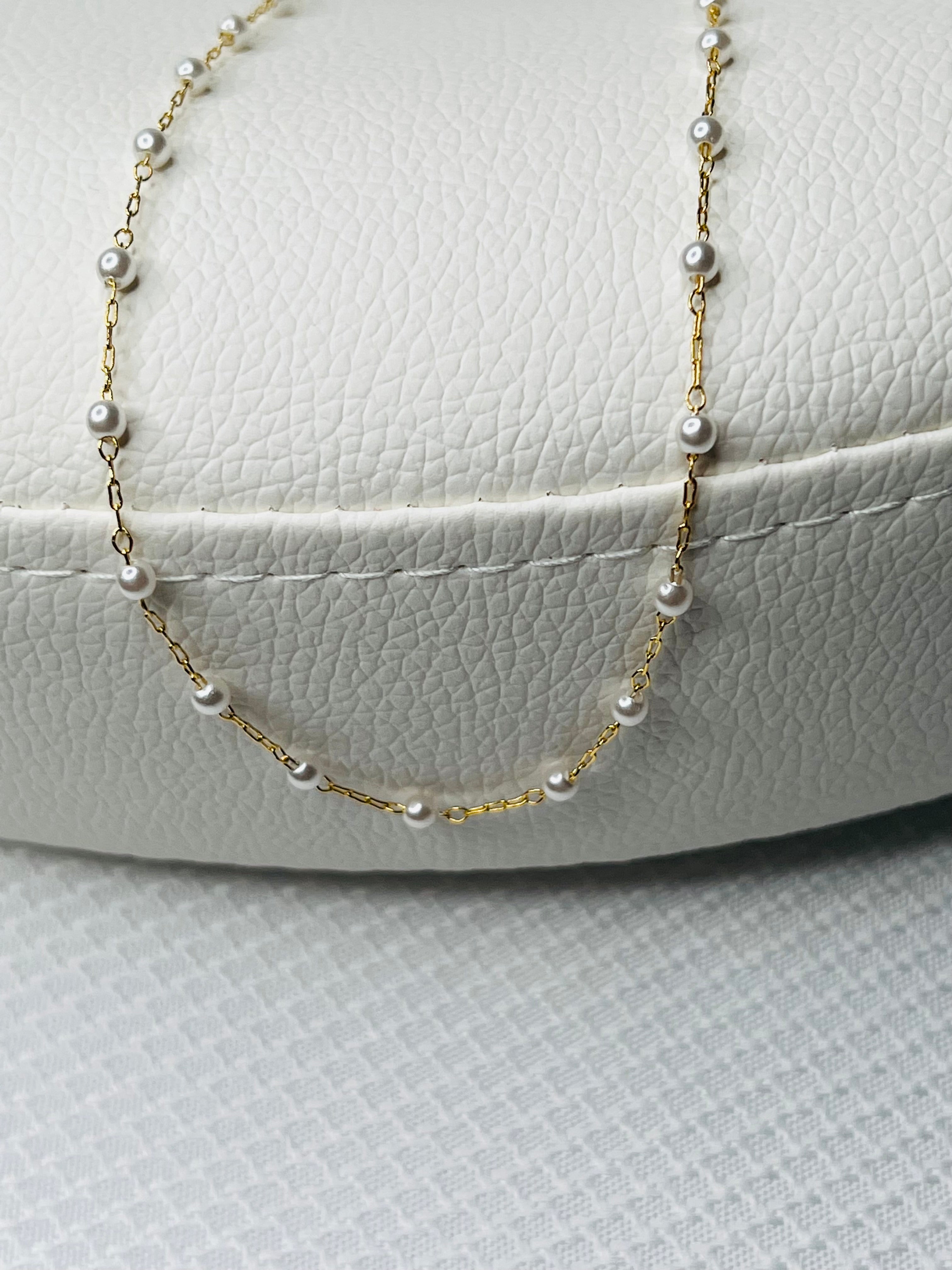 Gold Plated 14K Imitation Pearl White