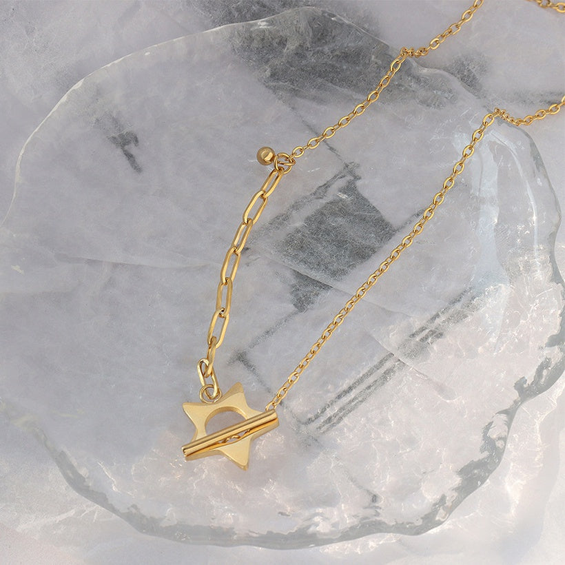 Modern Star Gold  Titanium Necklace