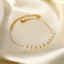 Pearl Stainless Steel Bracelet Gold with Chain