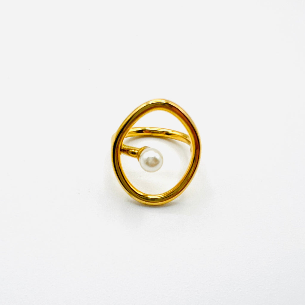 Chic Pearl Ring Gold Size 7