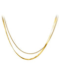 925 Sterling Silver Gold  Doble Flat Necklace
