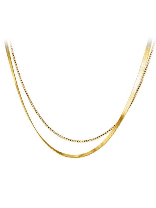 925 Sterling Silver Gold  Doble Flat Necklace