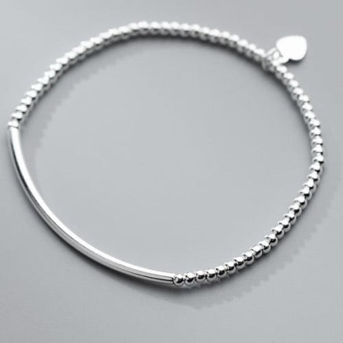 925 Sterling Silver Bead Geometric Minimalist Beaded Bracelet