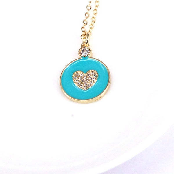 Z Heart  Pendant Necklace Blue