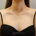 Titanium pearl and Chain Necklace