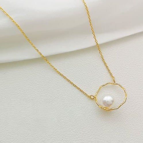 925 Sterling Silver  Imitation Pearl Round  Necklace