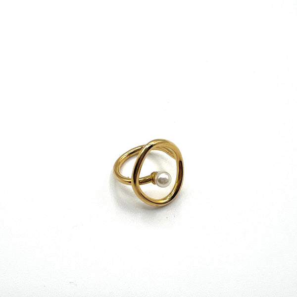 Chic Pearl Ring Gold Size 7