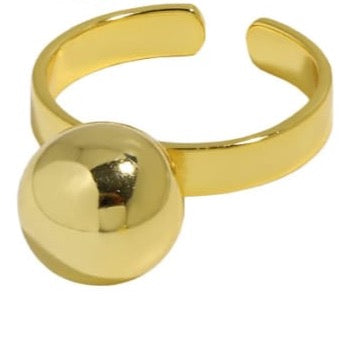 925 Sterling Silver Ajustable Gold Ball Ring