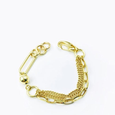 3 Chains &  Chic Ball Gold Bracelet