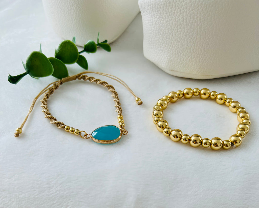 Turquoise ajustable & Gold Bracelet