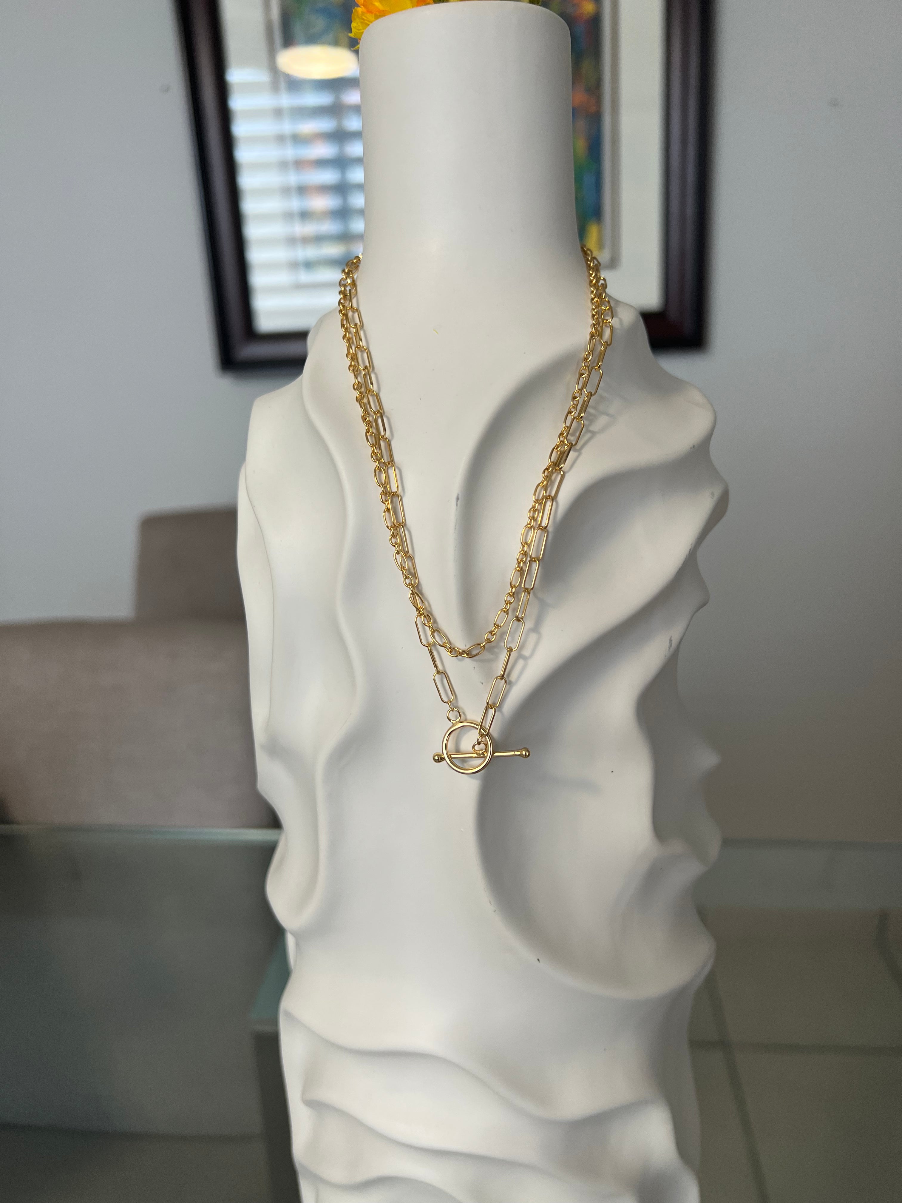 925 Sterling Silver Two layers short necklace