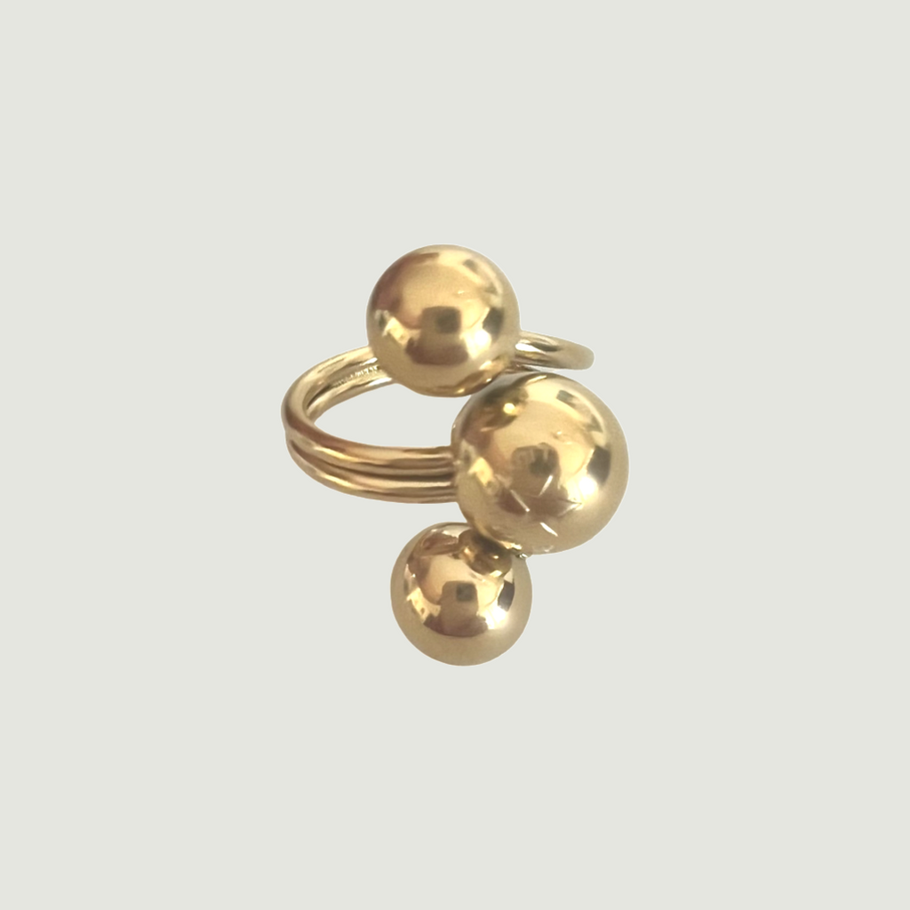 3 Balls Gold Ring titanium Steel